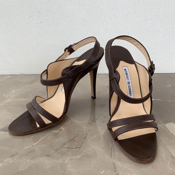 Manolo Blahnik Brown Leather Strappy Sandals, 36.5 - Picture 14 of 14